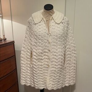 Vintage Handmade White Crochet Cape